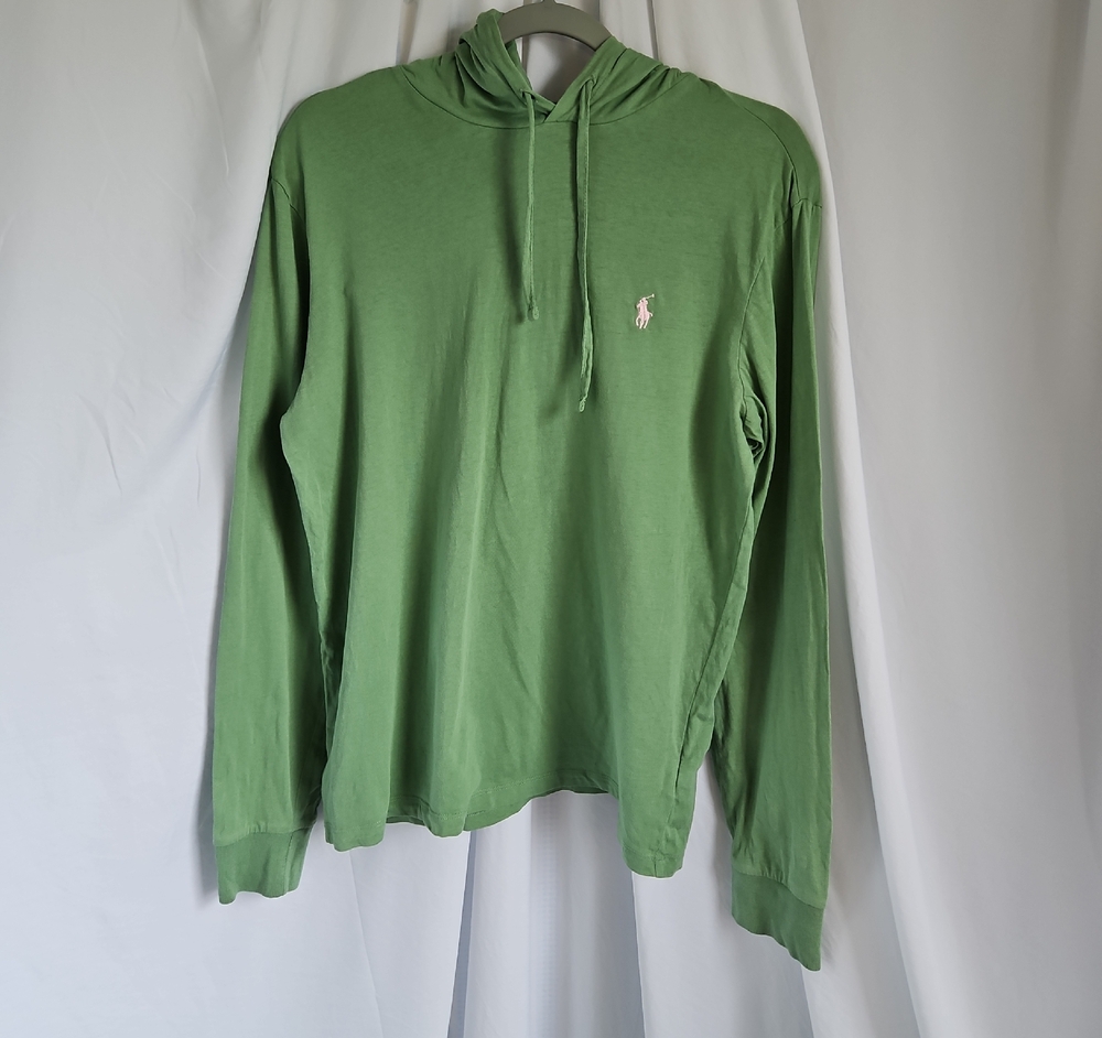 Polo Ralph Lauren Light Green Jersey Crewneck Hoodie with Embroidered Pink Pony